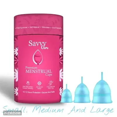 Savvy Cure Reusable Menstrual Cup for Women Small Medium And Large Size Combo of 3 Ultra Soft Odour and Rash Free No Leakage