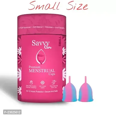 Savvy Cure Reusable Menstrual Cup for Women Medium Size Combo of 2 Ultra Soft Odour and Rash Free No Leakage Protection for Up to 10 12 Hours FDA Approved