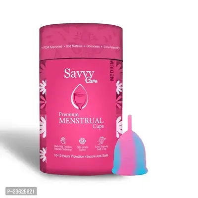 Savvy Cure Reusable Menstrual Cup for Women Medium Size Ultra Soft Odour and Rash Free No Leakage Protection for Up to 10 12 Hours FDA Approved-thumb0