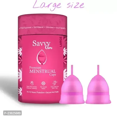 Savvy Cure Reusable Menstrual Cup for Women Medium Size Combo of 2 Ultra Soft Odour and Rash Free No Leakage Protection for Up to 10 12 Hours FDA Approved