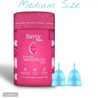 Savvy Cure Reusable Menstrual Cup for Women Small Size Combo of 2 Ultra Soft Odour and Rash Free No Leakage Protection for Up to 10 12 Hours FDA Approved