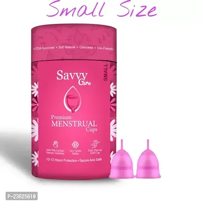 Savvy Cure Reusable Menstrual Cup for Women Medium Size Combo of 2 Ultra Soft Odour and Rash Free No Leakage Protection for Up to 10 12 Hours FDA Approved