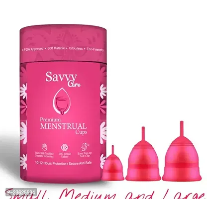 Savvy Cure Reusable Menstrual Cup for Women Small Medium And Large Size Combo of 3 Ultra Soft Odour and Rashnbsp;