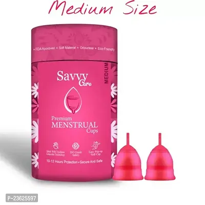 avvy Cure Reusable Menstrual Cup for Women Medium Size Combo of 2 Ultra Soft Odour and Rash Free No Leakage Protection for Up to 10 12 Hours FDA Approved