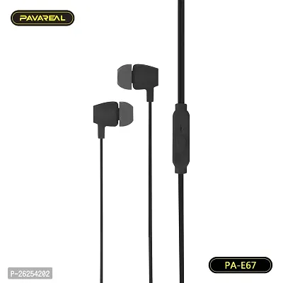 Pavareal E67 Earphone Wired 3.5 Mm Single Pin With Microphone Black