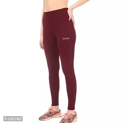 Stylish Maroon Lycra Solid Jeggings For Women