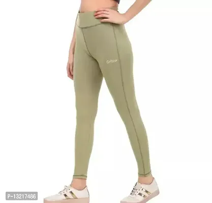 Stylish Green Lycra Solid Jeggings For Women