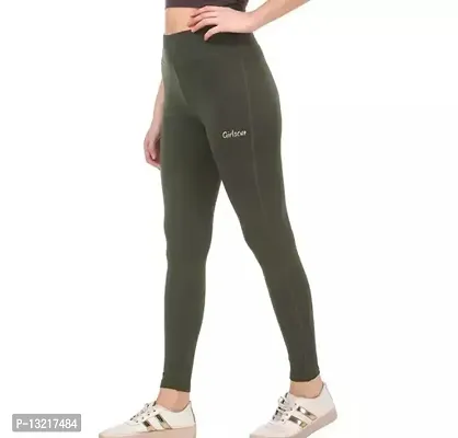 Stylish Olive Lycra Solid Jeggings For Women