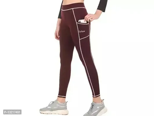 Stylish Maroon Lycra Solid Jeggings For Women