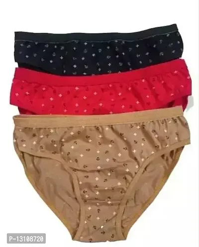 Stylish Multicoloured Cotton Briefs For Women Pack Of 3