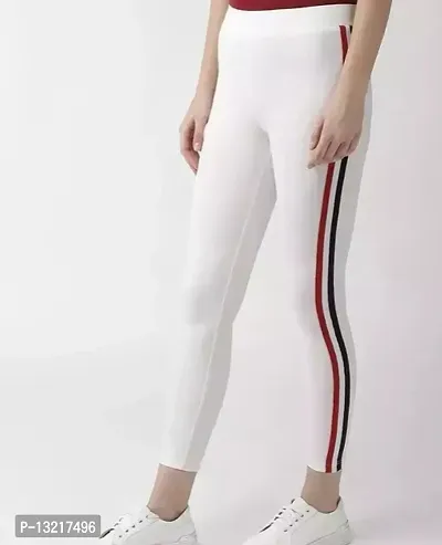 Stylish White Lycra Solid Jeggings For Women