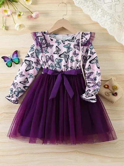 Partywear Printed Net Dresses for Girls
