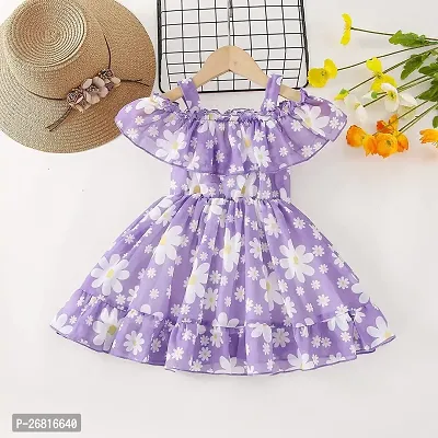 Stylish Purple Cotton Blend Frocks Dresses For Girls