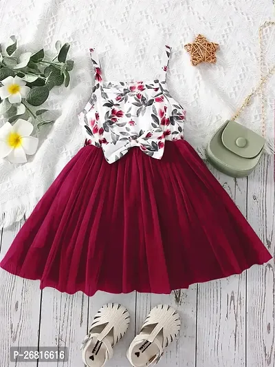Stylish Maroon Cotton Blend Frocks Dresses For Girls
