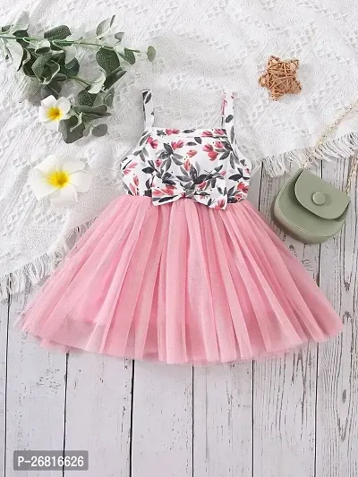 Stylish Pink Cotton Blend Frocks Dresses For Girls-thumb0