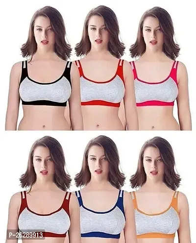 Comfortable Cotton Solid Bras For Women Pack Of 6-thumb0