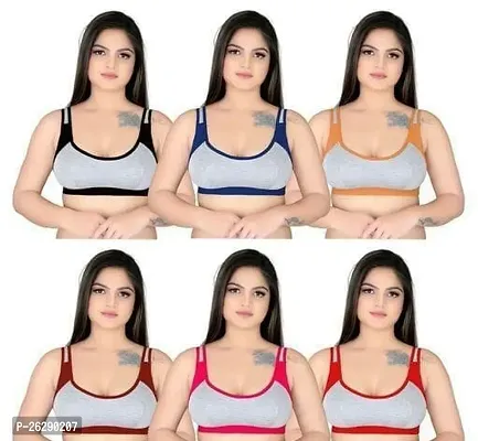 Comfortable Cotton Solid Bras For Women Pack Of 6-thumb0