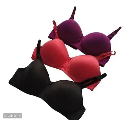 Comfortable Cotton Solid Bras For Women Pack Of 3-thumb0