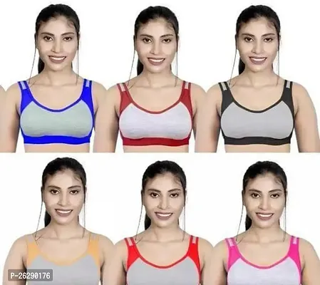 Comfortable Cotton Solid Bras For Women Pack Of 6-thumb0