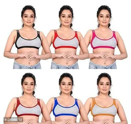 Comfortable Cotton Solid Bras For Women Pack Of 6-thumb0