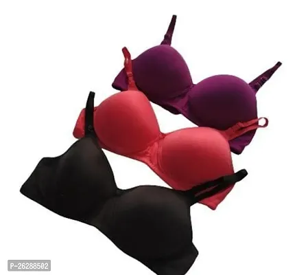 Comfortable Cotton Solid Bras For Women Pack Of 3-thumb0