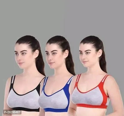 Comfortable Cotton Solid Bras For Women Pack Of 3-thumb0