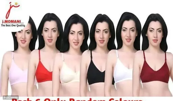 Comfortable Cotton Solid Bras For Women Pack Of 6-thumb0