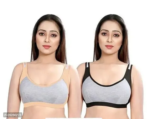 Comfortable Cotton Solid Bras For Women Pack Of 2-thumb0