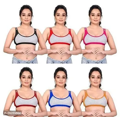 Comfortable Cotton Solid Bras For Women Pack Of 6-thumb0