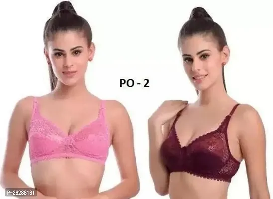 Comfortable Net Solid Bras For Women Pack Of 2-thumb0