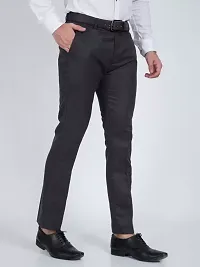 Stylish Cotton Blend Solid Color Trousers For Men-thumb3