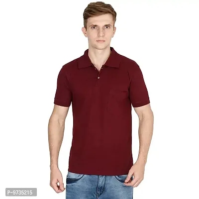 Men Solid Cotton Casual Polo T-Shirt