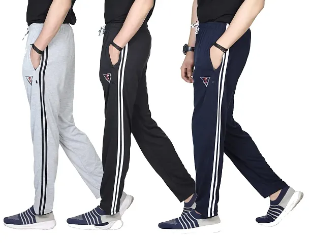 Comfortable Multicoloured Cotton Regular Track Pants For Men Pack of 3