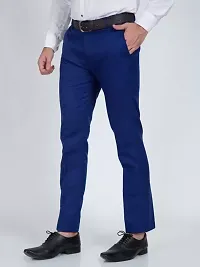 Stylish Cotton Blend Solid Color Trousers For Men-thumb2