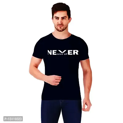 True KNITMEN Printed Round Neck & Half Sleeve Customized/Dry-Fit/T-Shirt for Men/Women T-Shirts (Pack of 1) &(NGU_NVY Blu_L)-thumb0