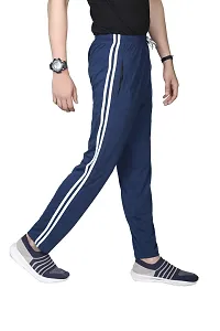 Men Blue Cotton Solid Regular Track Pant-thumb2