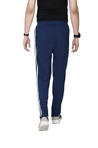 Men Blue Cotton Solid Regular Track Pant-thumb1