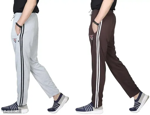 Men Multicoloured Cotton Solid Regular Track Pant