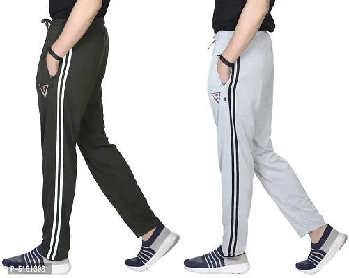 Men Multicoloured Cotton Solid Regular Track Pant