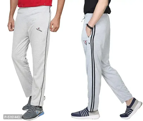 Multicoloured Cotton Solid Combo Trackpants For Men Pack of 2