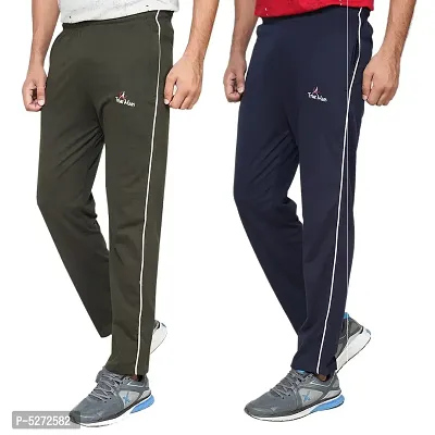 Stylish Cotton Multicoloured Solid Regular Fit Track Pant For Men(Pack Of 2 )