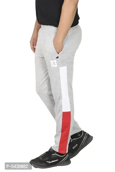 Men's Grey Cotton Solid Regular Track Pants-thumb0