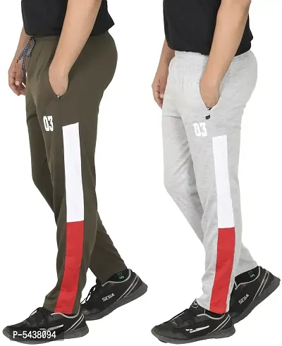 Men's Multicoloured Cotton Solid Regular Track Pants (Pack of 2)