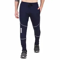 Stylish Navy Blue Cotton Dry Fit Lycra 4 Way Track Pants For Boys And Men-thumb3