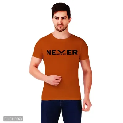 True KNITMEN Printed Round Neck & Half Sleeve Customized/Dry-Fit/T-Shirt for Men/Women T-Shirts (Pack of 1) &(NGU_Org_XXL) Orange-thumb0