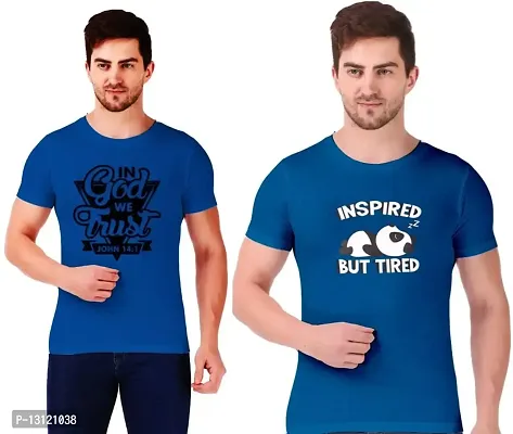 True KNITMEN Printed Round Neck  Half Sleeve Customized/Dry-Fit/T-Shirt for Men/Women T-Shirts (Pack of 2) Panda  God-thumb0