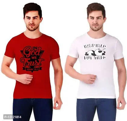 True KNITMEN Printed Round Neck  Half Sleeve Customized/Dry-Fit/T-Shirt for Men/Women T-Shirts (Pack of 2) Panda  God