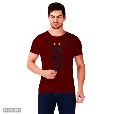 True KNITMEN Printed Round Neck & Half Sleeve Customized/Dry-Fit/T-Shirt for Men/Women T-Shirts (Pack of 1) &(RBS_MRN_XL) Maroon-thumb0