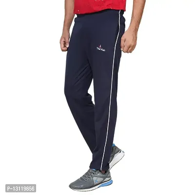 TRUE KNITMAN Regular Fit Plain Cotton Pyjama Trackpants for Man's with Both Side Zipper Pockets & (SB_NVY BLU_28)