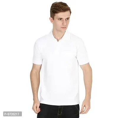 Men Solid Cotton Casual Polo T-Shirt-thumb0